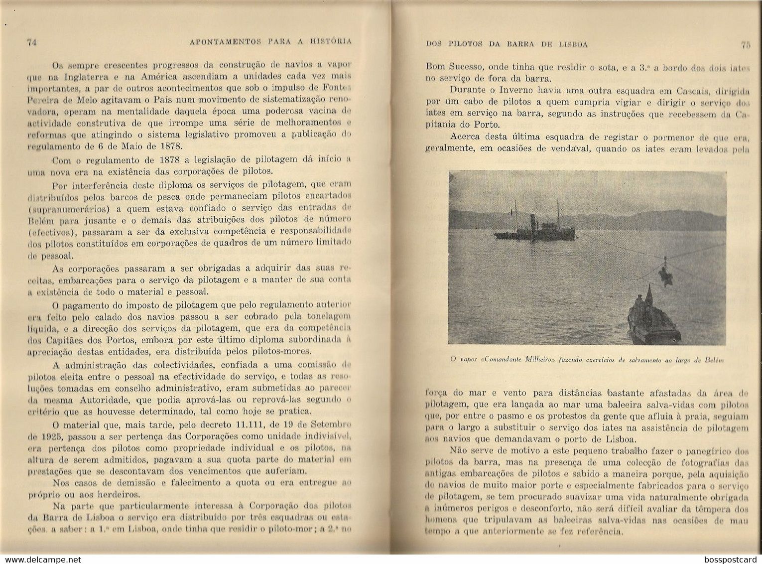 Lisboa - Apontamentos para a História dos Pilotos da Barra de Lisboa, 1957 - Marinha - Barco - Navio - Paquete Portugal
