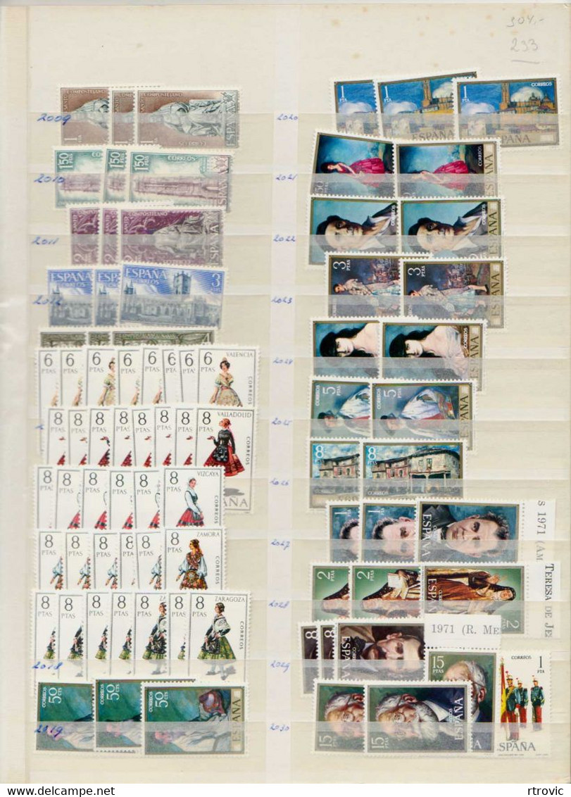 Espagne enorme Stock de timbres MNH des années 1969 à 1982 - Vendu sans le classeur