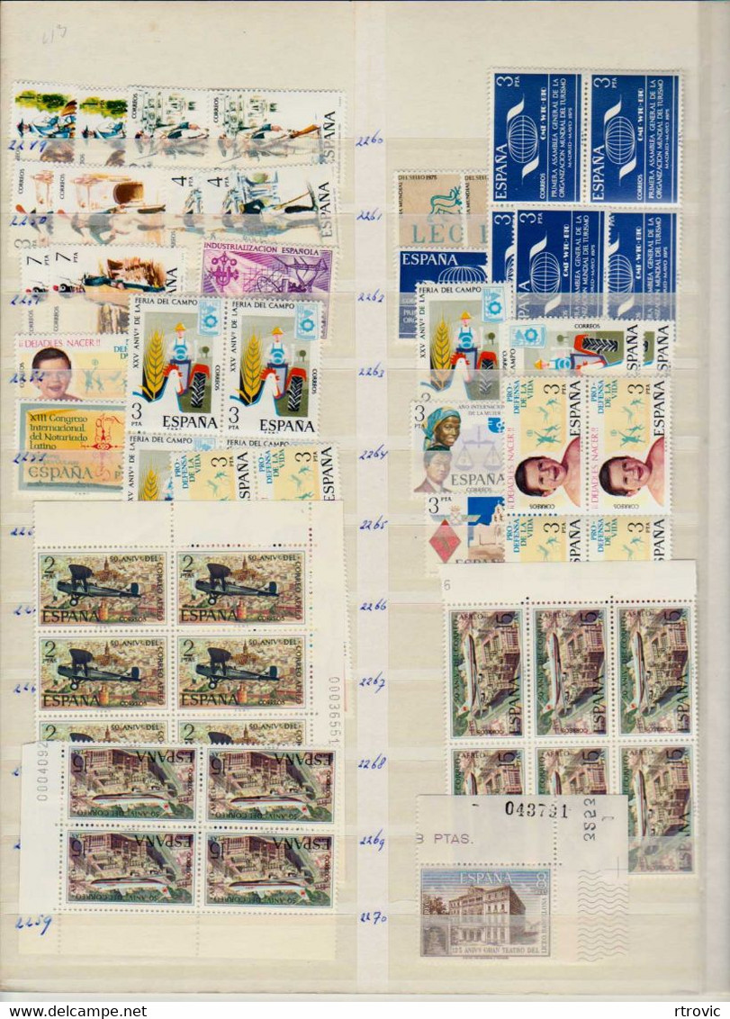 Espagne enorme Stock de timbres MNH des années 1969 à 1982 - Vendu sans le classeur