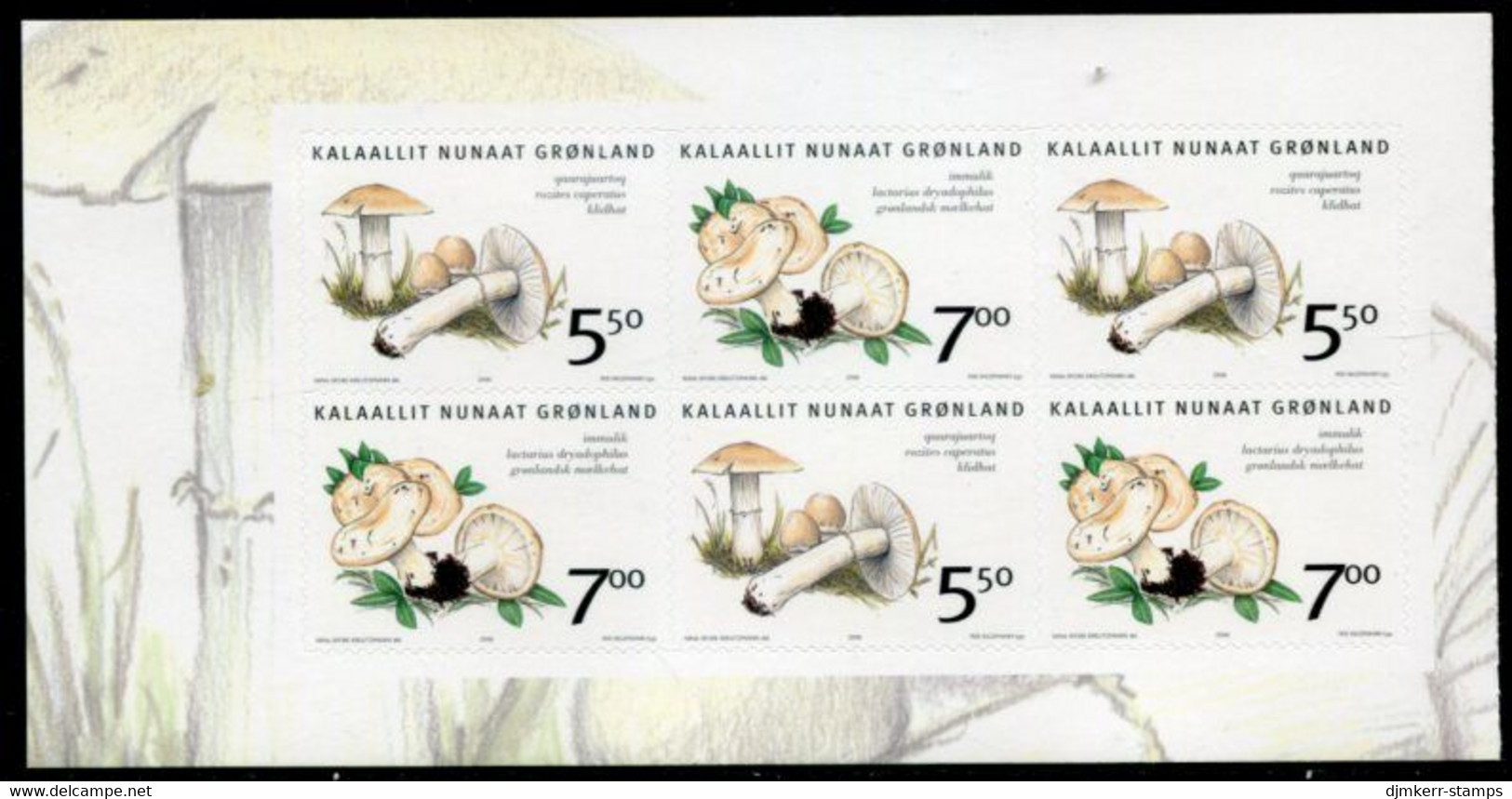 GREENLAND 2006  Edible Fungi II Self-adhesive Booklet Pane MNH / **.  Michel 467-68 - Neufs