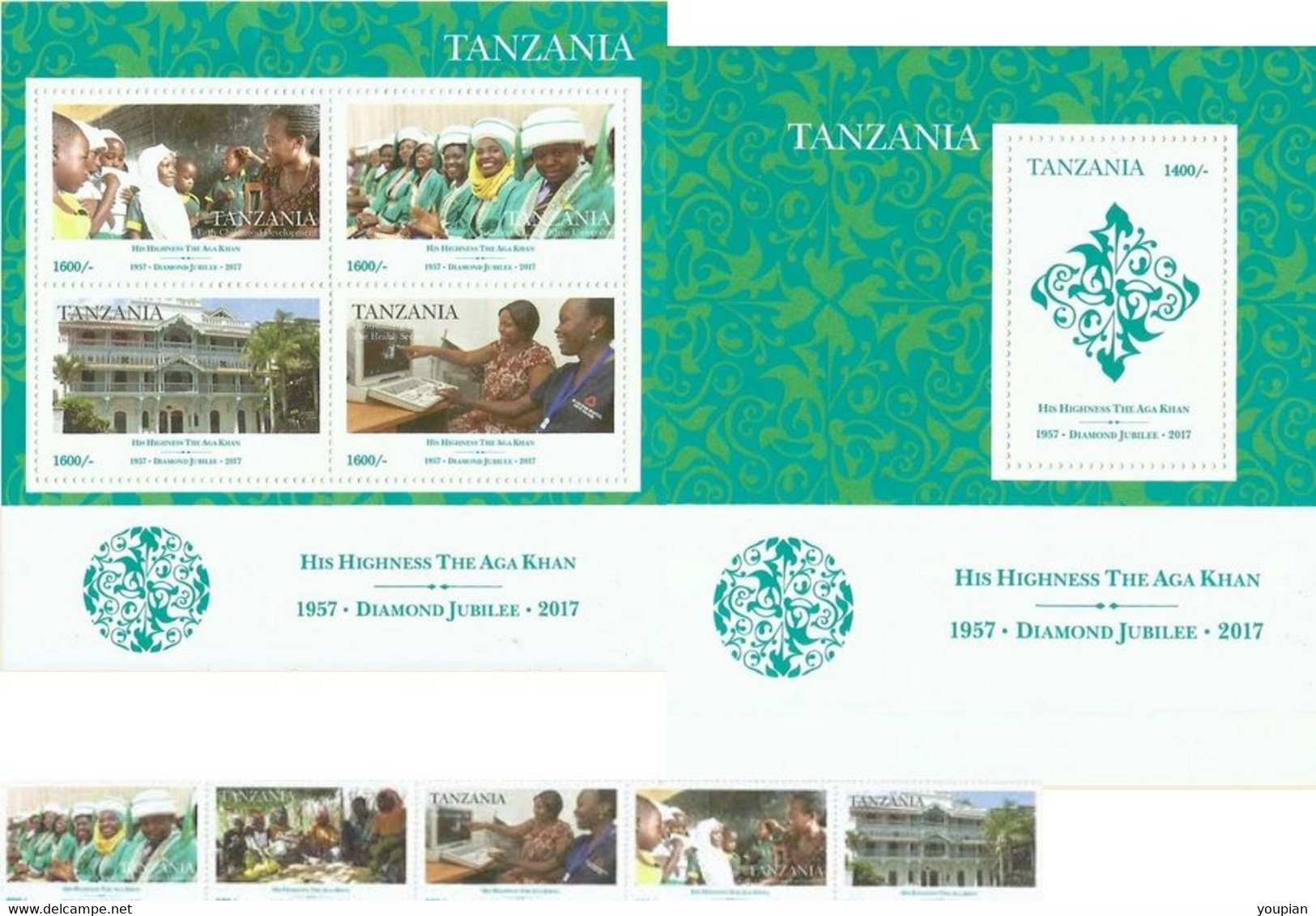 Tanzania 2017, His Highness The Aga Khan - 1957 Diamond Jubilee, Two S/S And Stamps Stripe - Tanzania (1964-...)