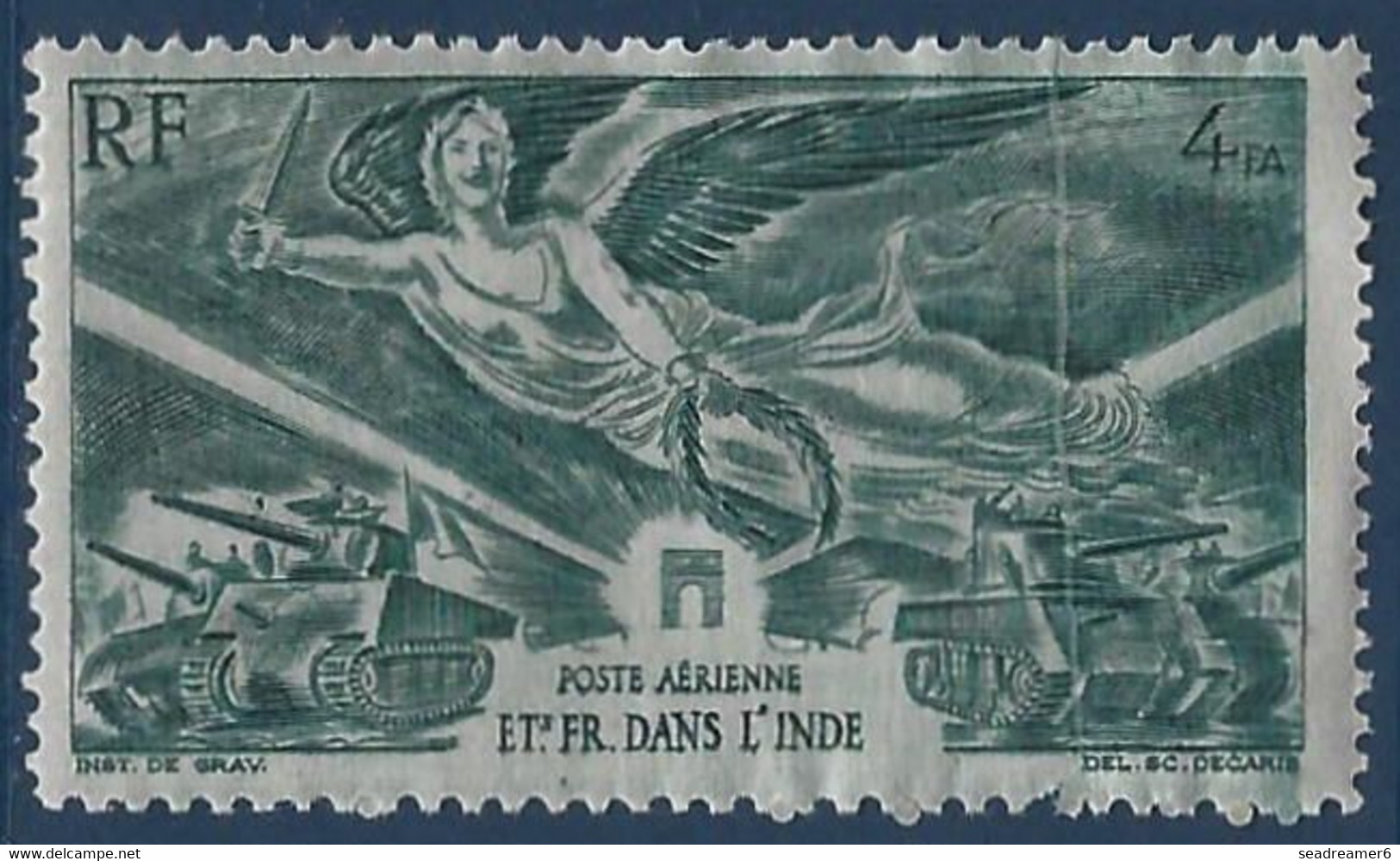 France Colonies "ets Français De L'Inde" Poste Aerienne N°10** Petit Pli D'accordéon, Pas Si Courant Signé Calves - Neufs