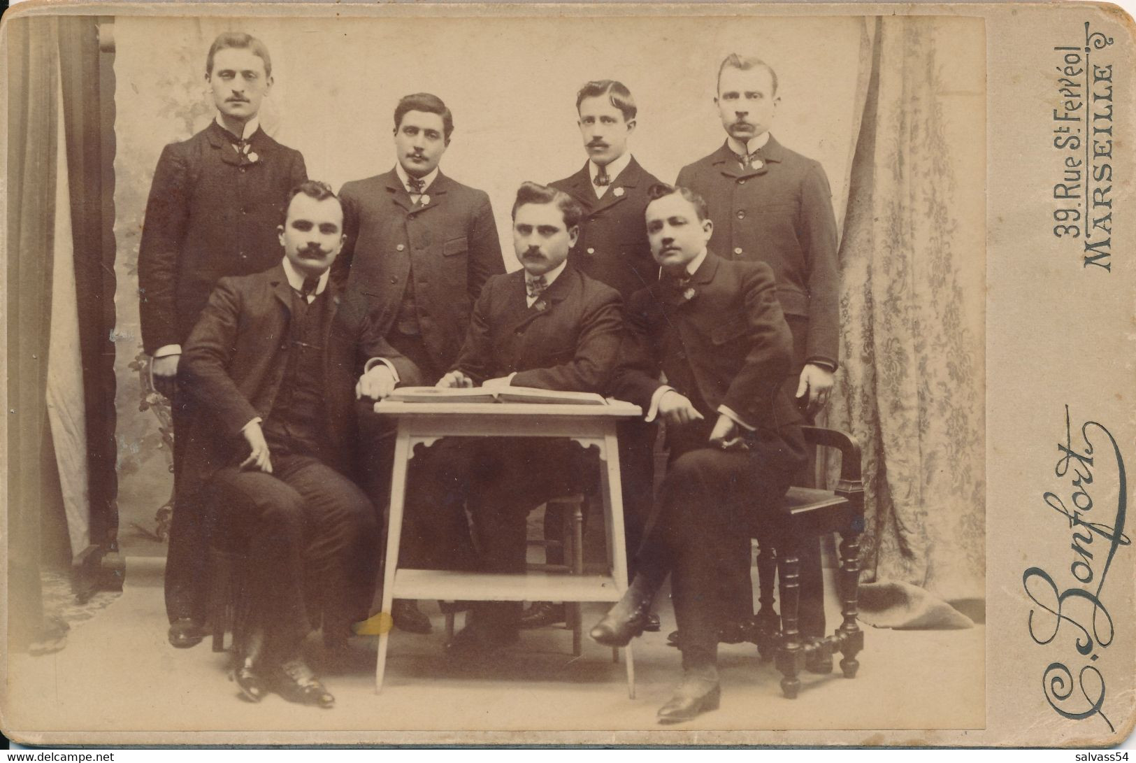 CABINET - Portrait D'un Groupe D'hommes Par BONFORT à Marseille (BP) - Oud (voor 1900)