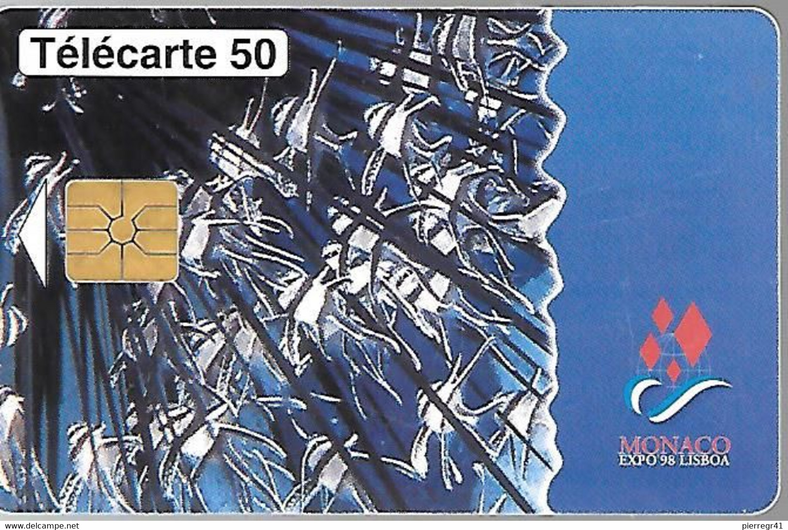 CARTE-PUBLIC-MONACO-50U-MF47-GEM A-12/97-EXPO LISBO 98-Série 9003-UTILISE-BE - Monaco