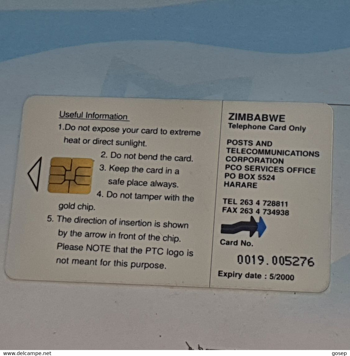 Zimbabwe-(ZIM-15)-suspended Rocks-(55)-($50)-(0019--005276)-(5/00)used Card+1card Free - Zimbabwe