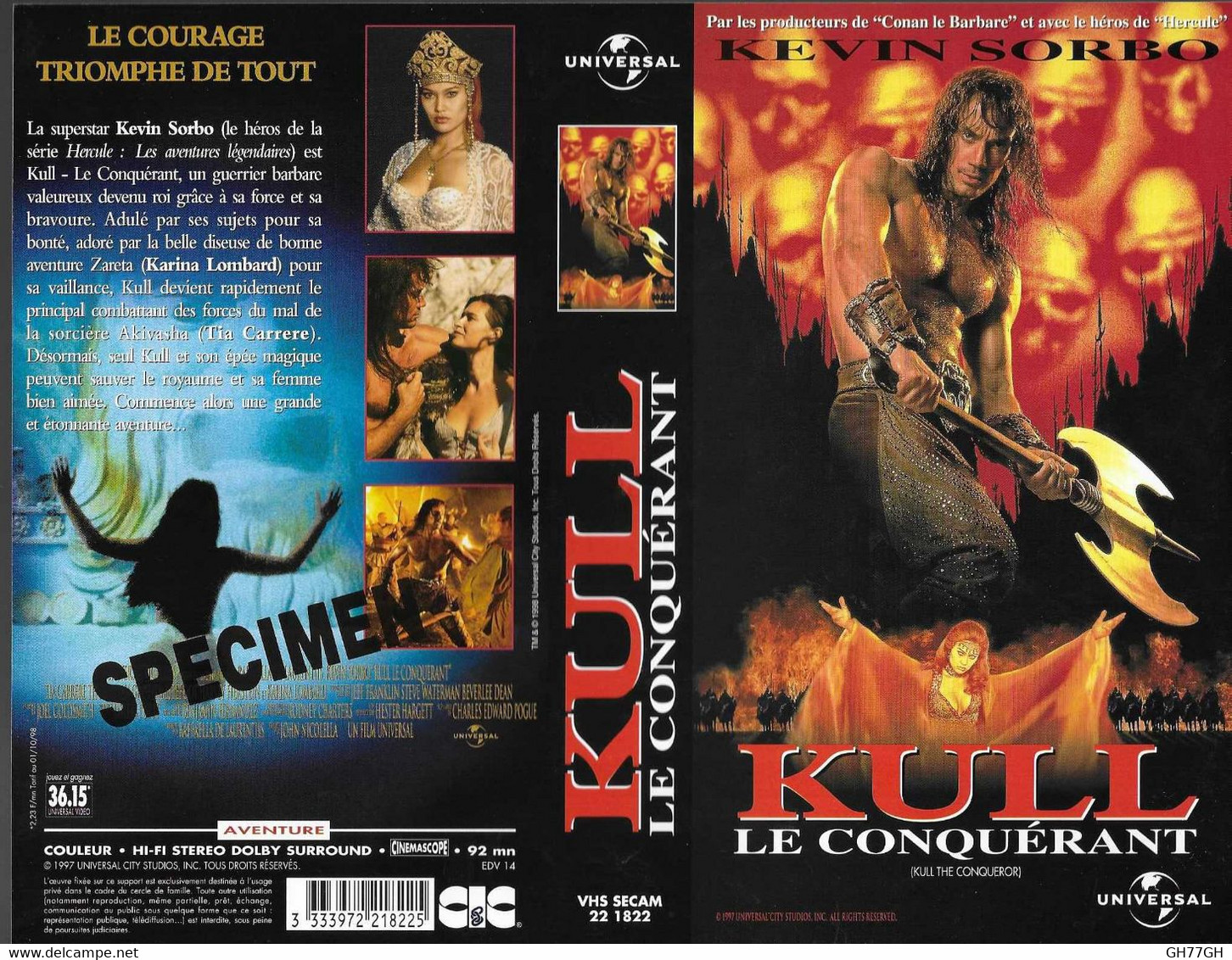 "KULL LE CONQUERANT" -jaquette SPECIMEN Originale CIC VIDEO - Acción, Aventura