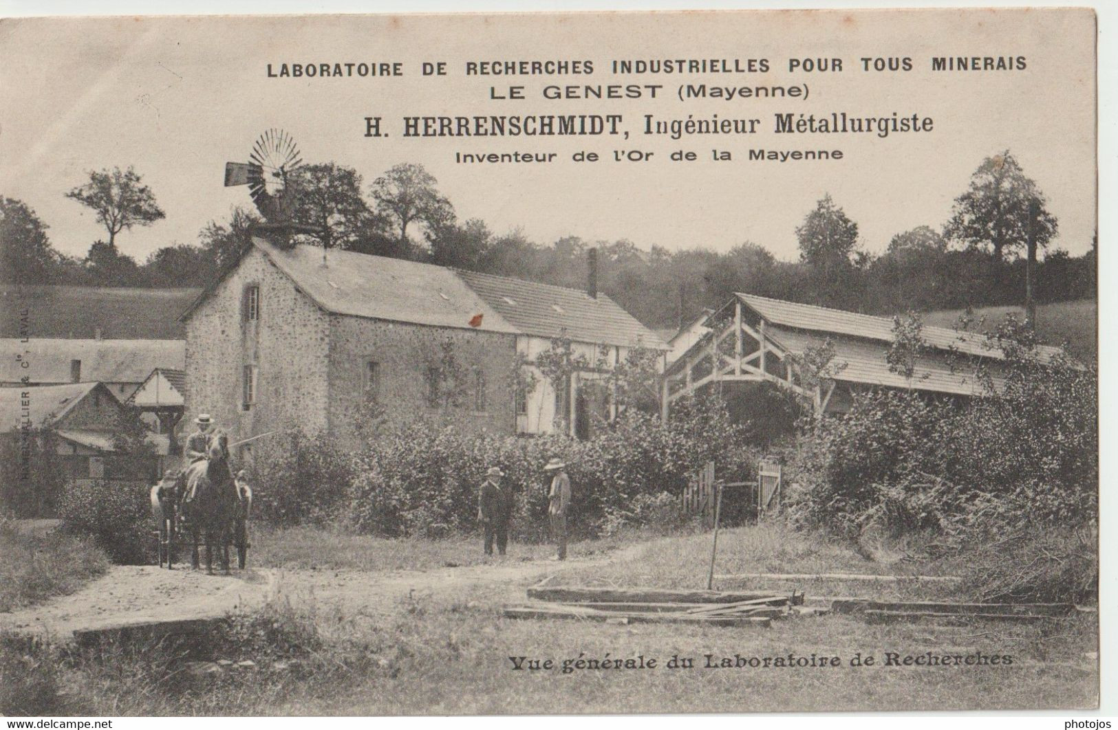 RARE CPA  Le Geneste  (53) Laboratoires  De Recherches Sur Les Minerais  Herrenschmidt Inventeur De L'Or  TBE - Le Genest Saint Isle