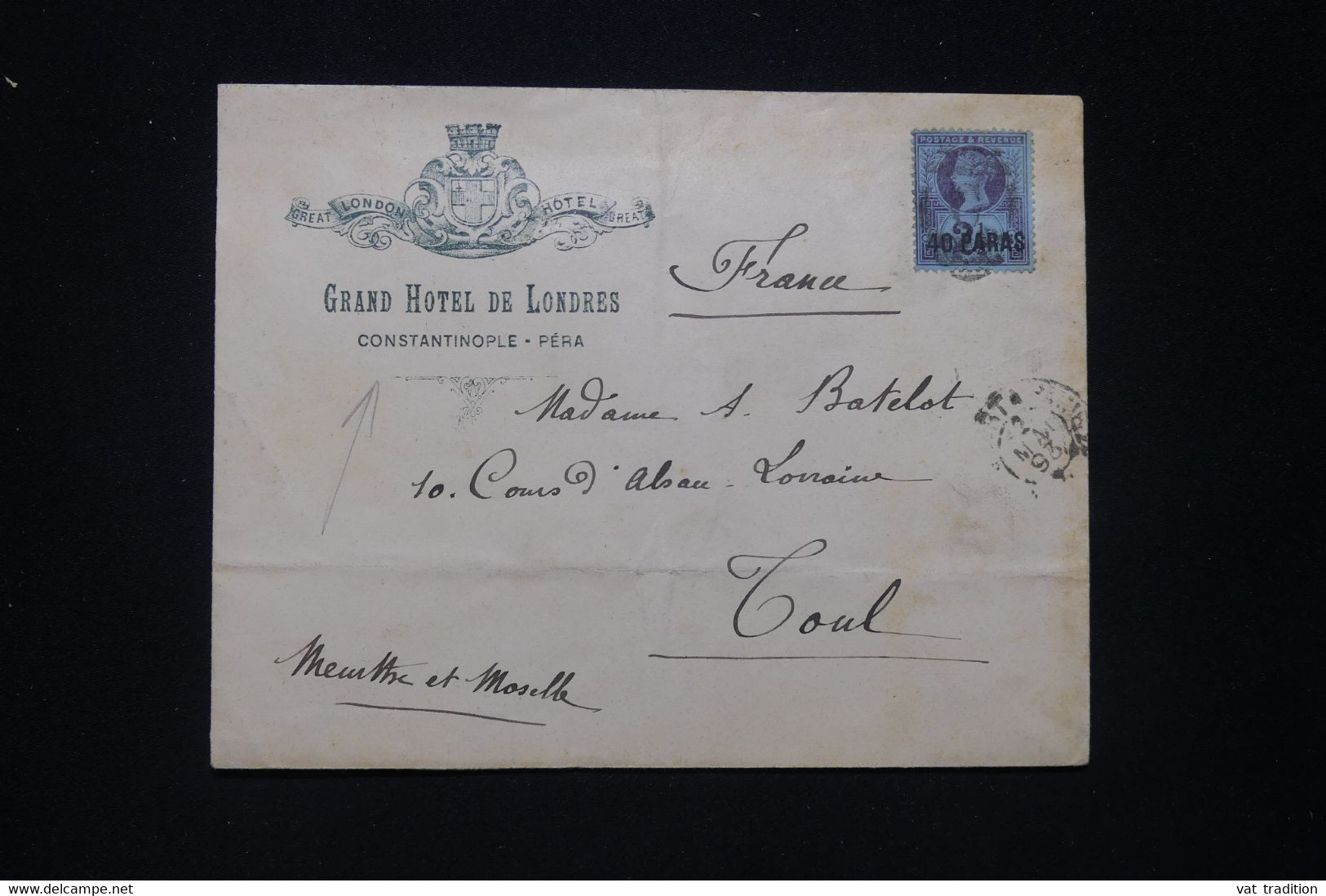 LEVANT ANGLAIS - Enveloppe Du Grand Hôtel De Londres à Constantinople En 1893 Pour La France - L 96742 - Levante Británica