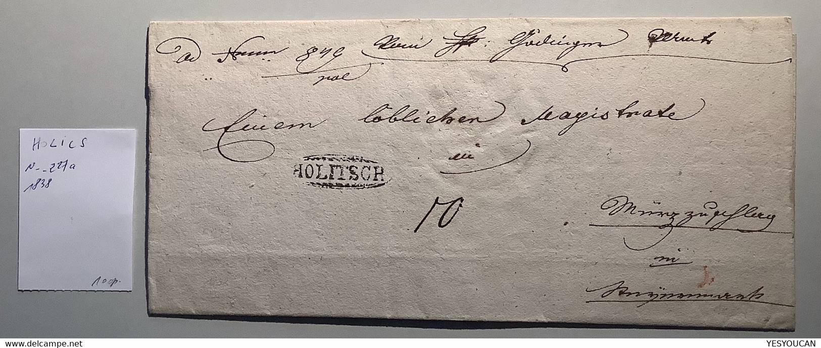 “HOLITSCH” 1838 (Holics, Holic, SLOVAKIA) Pre-Stamp Cover (Österreich Ungarn Vorphilatelie Brief Hongrie Lettre Hungary - ...-1867 Voorfilatelie