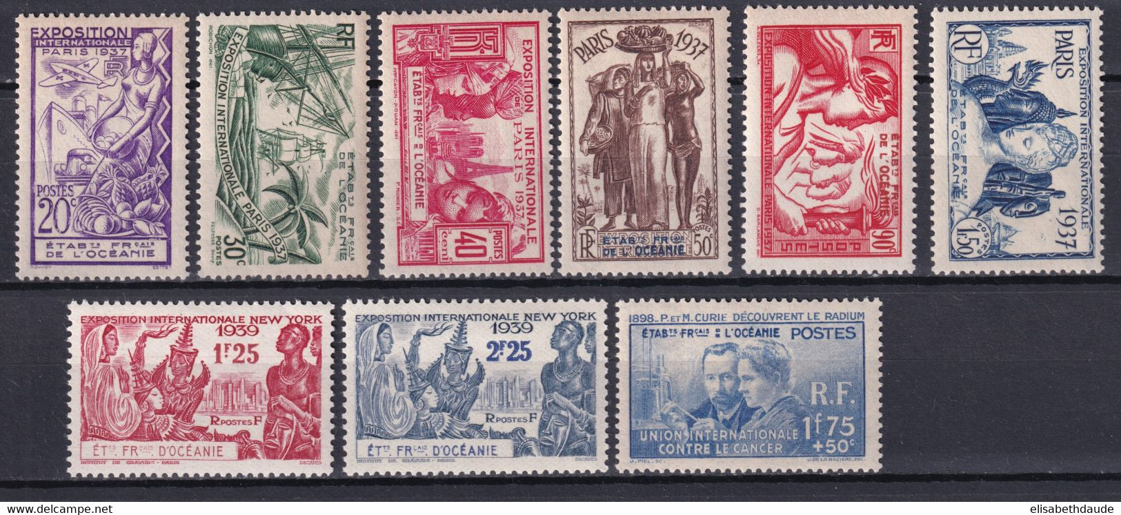 OCEANIE - 1937/1939  - YVERT N°121/129 * MLH - COTE = 73 EUROS - - Neufs