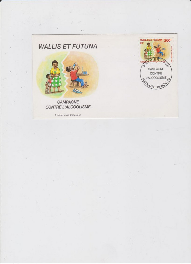 WALLIS ET FUTUNA 1 Env FDC PA196 "campagne Contre L'alcoolisme" 19 Nov 1996 - FDC