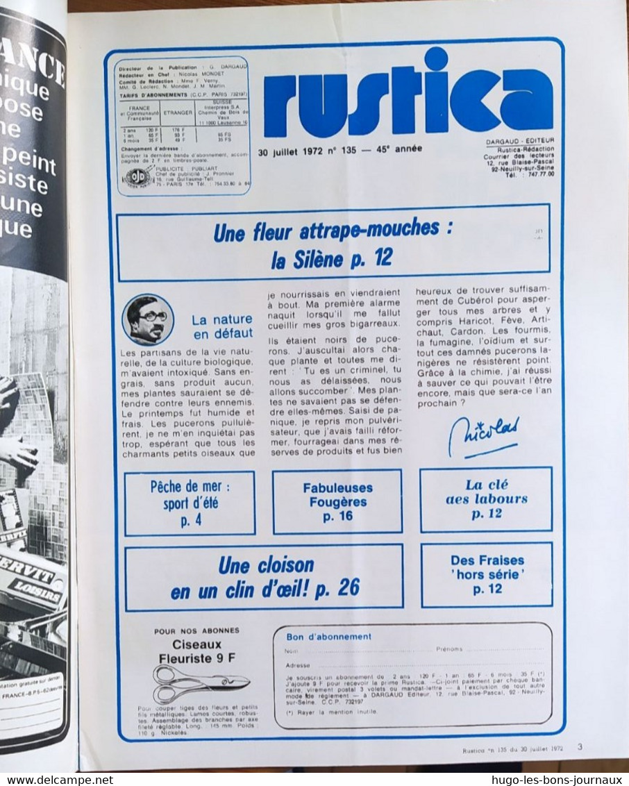 Rustica_N°135_30 Juillet 1972_les Vacances,la Détente C'est L'eau,le Bateau.la Pêche Sportive Virilise L'homme Actuel_ - Garden