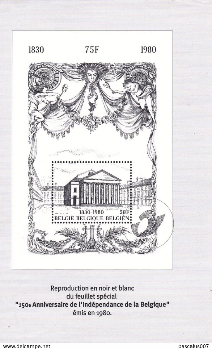 45 1983  ZNP 37 BL 55 Noir Blanc Belgique  Feuillet NB  150 Ans Théâtre Royal Monnaie Bruxelles  --2005 - Folletos Blanco Y Negro [ZN & GC]