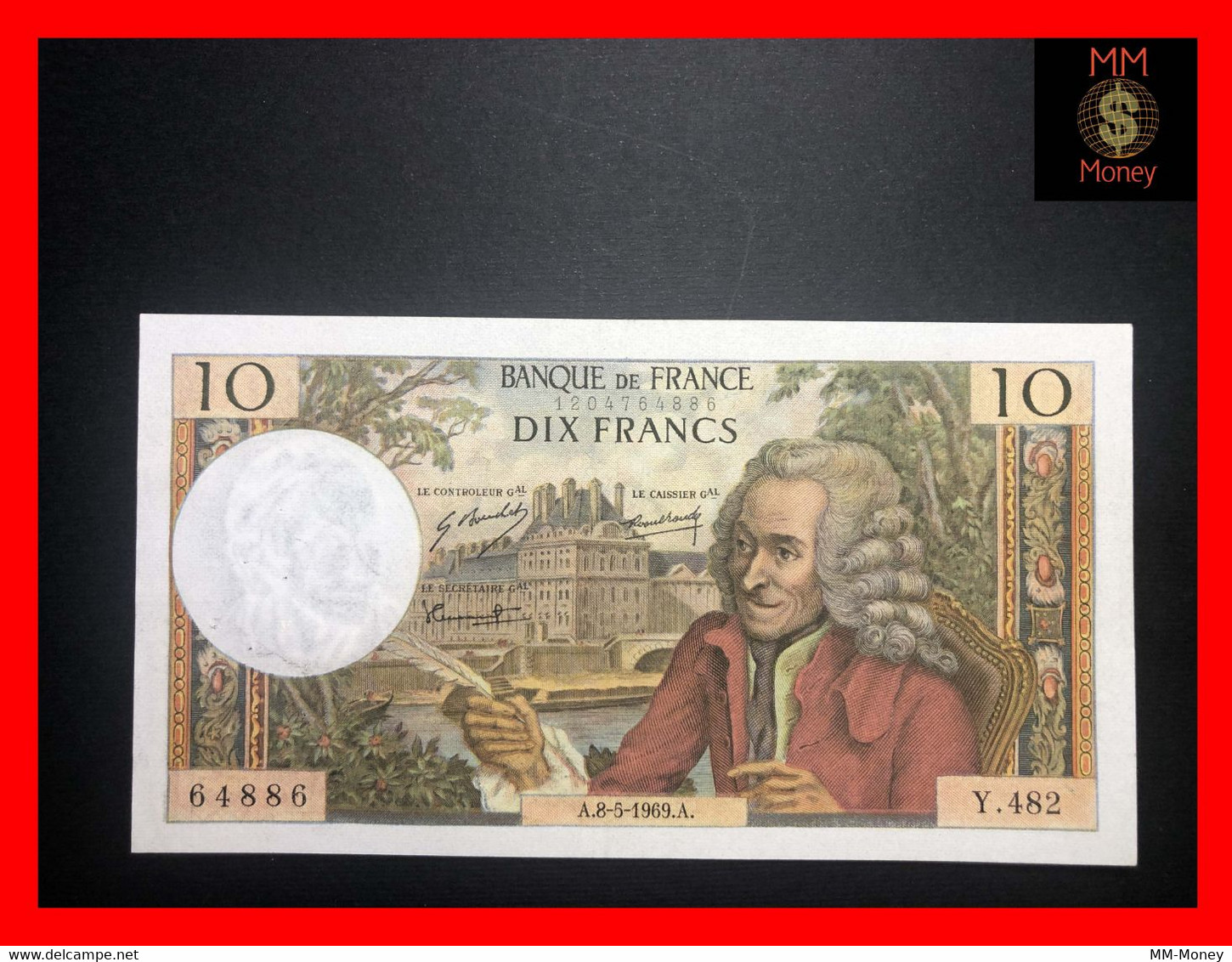 France 10 Francs  8.5.1969   P. 150  P.hs.     XF - 10 F 1963-1973 ''Voltaire''