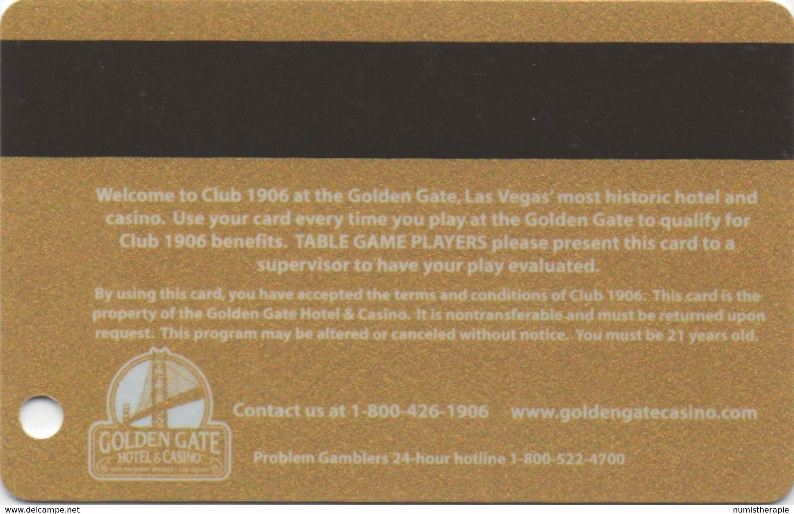Golden Gate Hotel & Casino : LasVegas NV : Club 1906 Gold Member - Casinokarten
