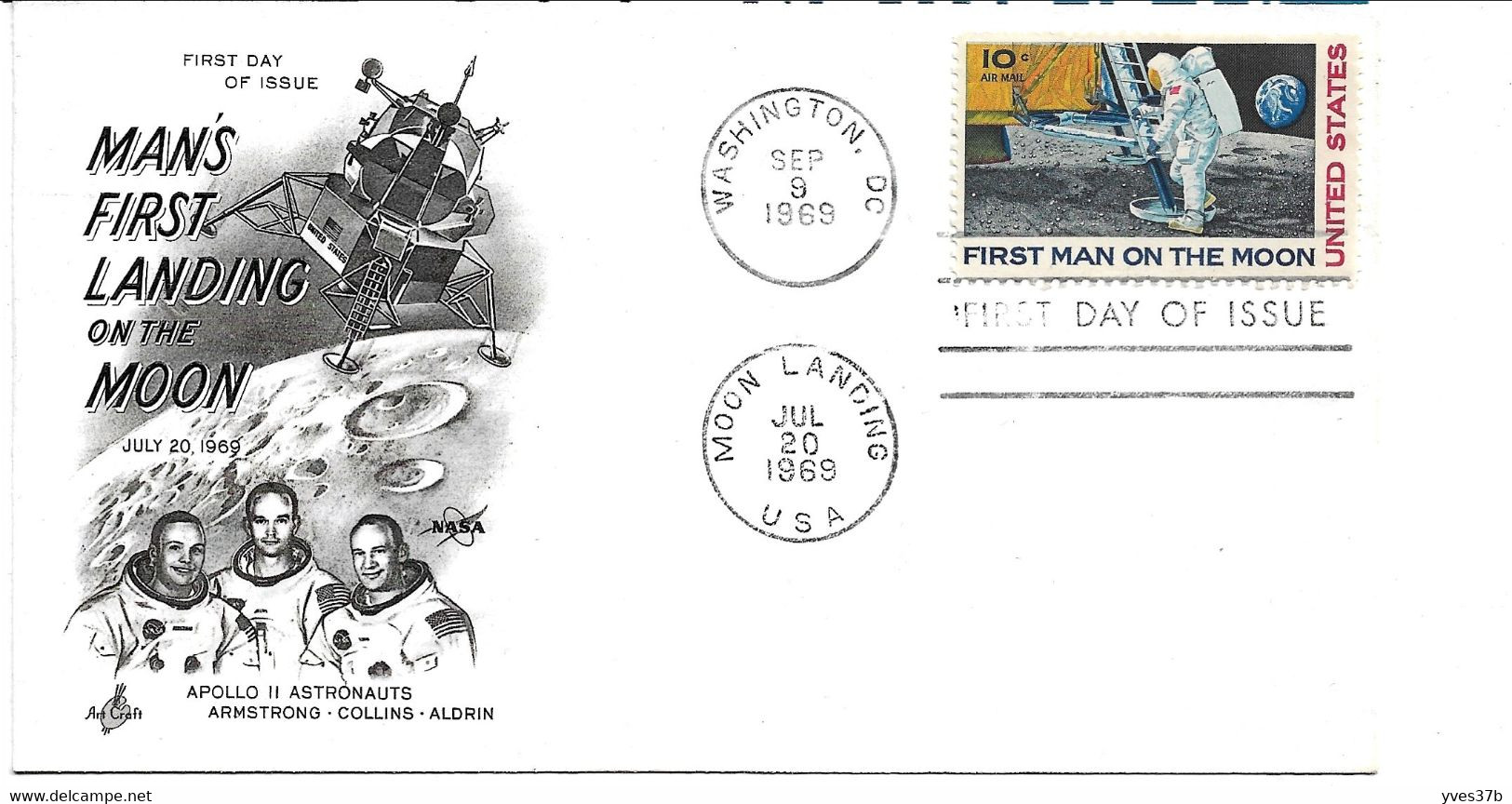 USA - 1969 - FDC - Man's First Landing On The Moon - 1961-1970
