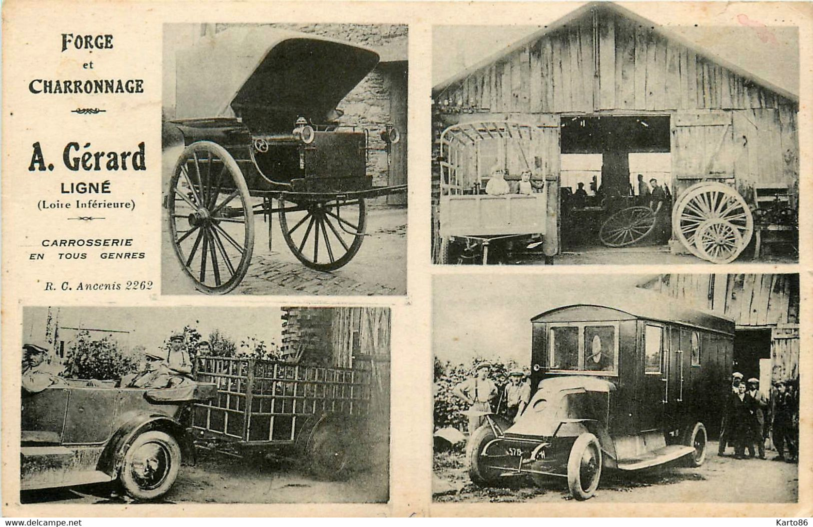 Ligné * établisement A GERARD Gérard , Forge Et Charronnage , Carrosserie En Tout Genre * Multivues * Camion - Ligné