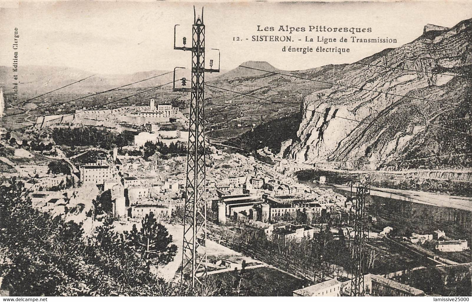 04 Sisteron Vue Générale Et Ligne De Transmission D'énergie électrique - Sisteron