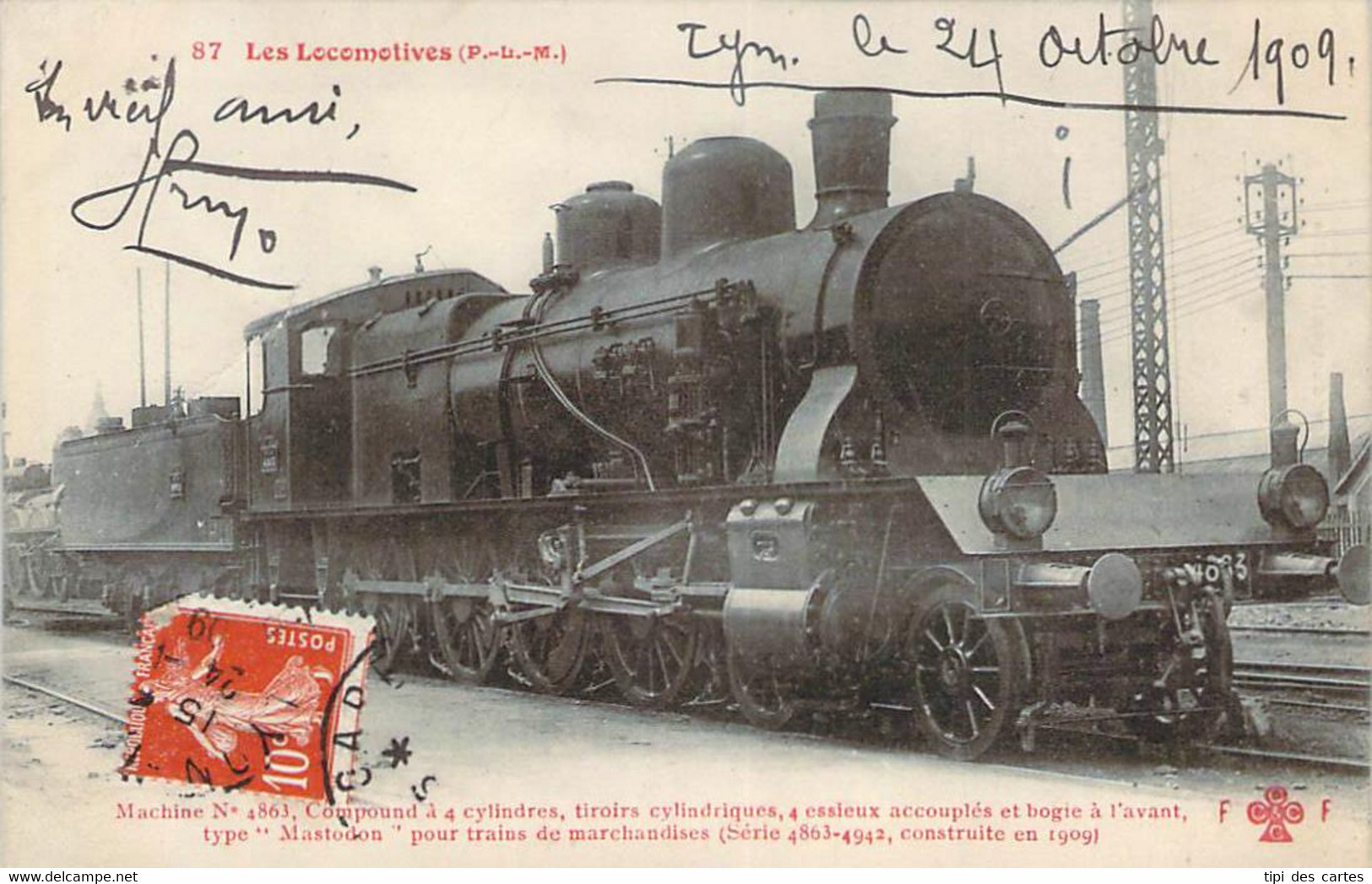 Chemin De Fer - Les Locomotives P.L.M. Machine N°4863 - Trains