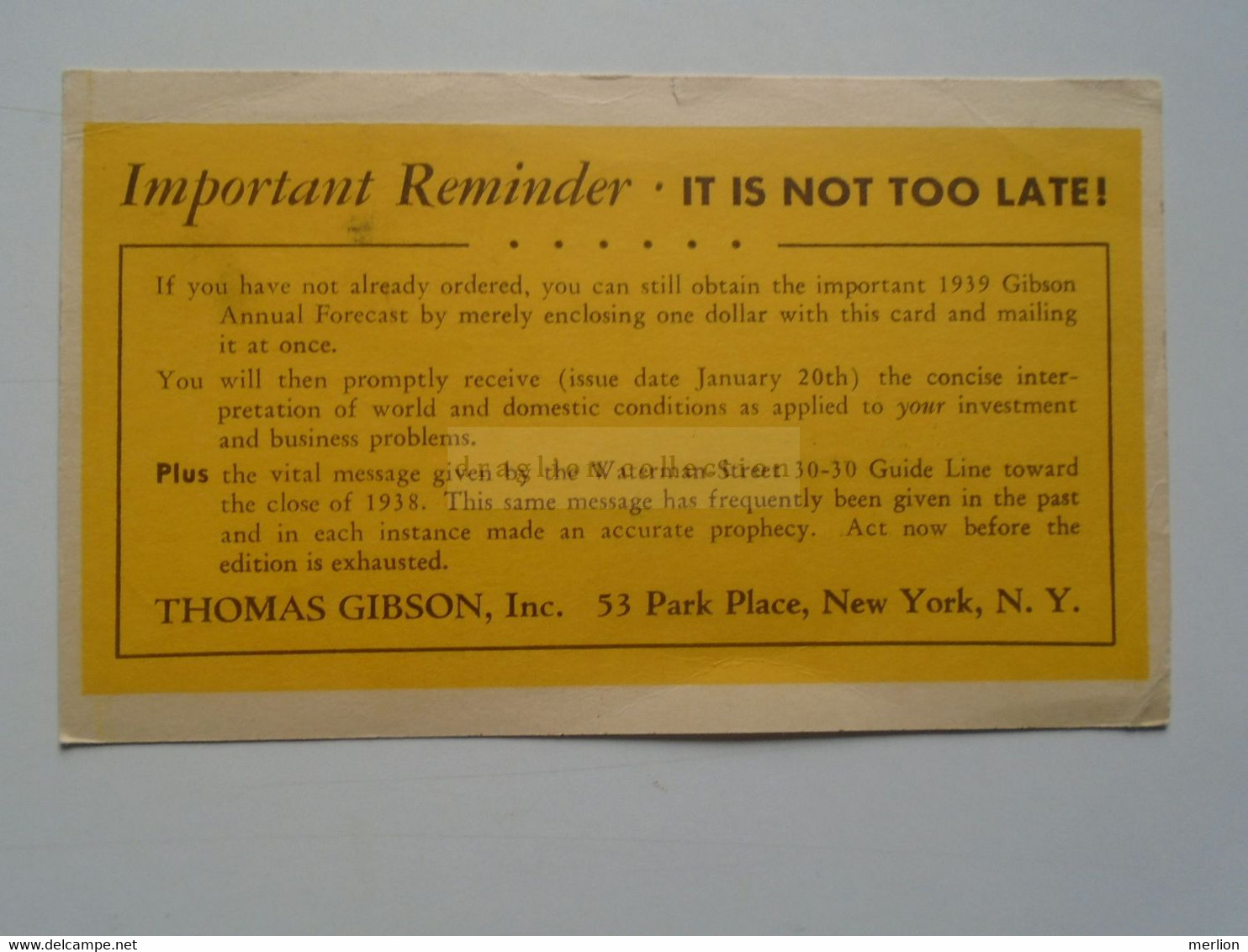D178796 USA -Postal Stationery Cancel - 1939 New York  Thomas Gibson Inc. - Sent To Basle Basel   Switzerland - 1921-40