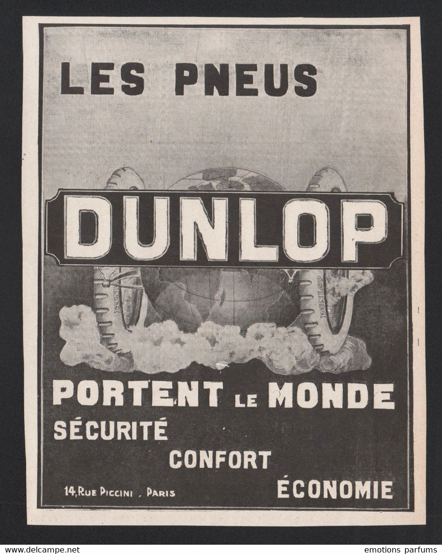 Pub Papier 1911 Pneu Automobiles Accessoire Voiture DUNLOP Pneus - Publicités