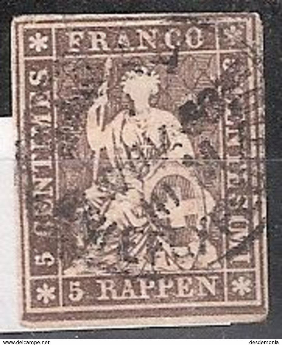 Suisse Michel 27 (Yvert 26) O Helvetia Assise - Andere & Zonder Classificatie