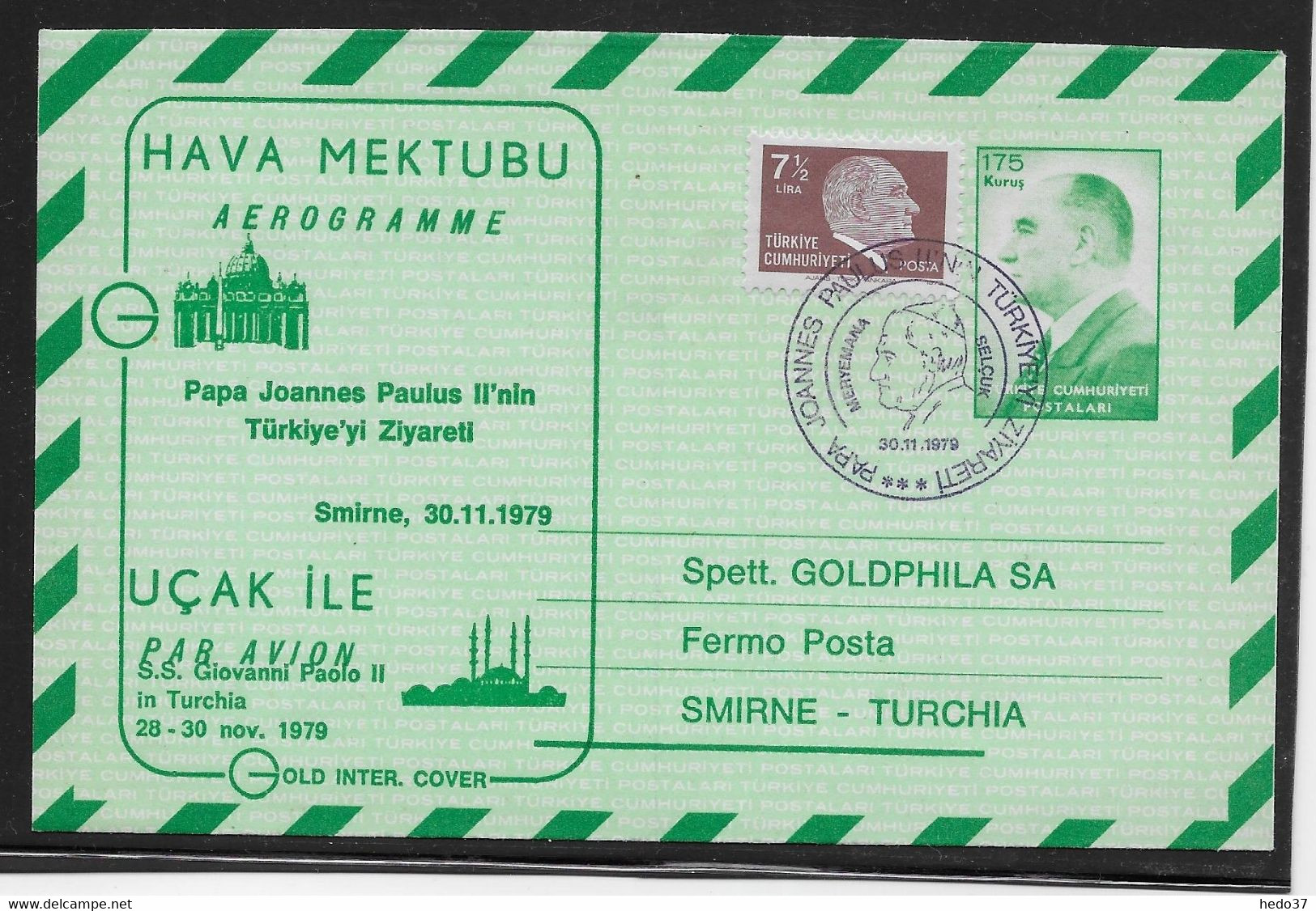 Turquie - Aérogramme - Thème Papes - TB - Postal Stationery