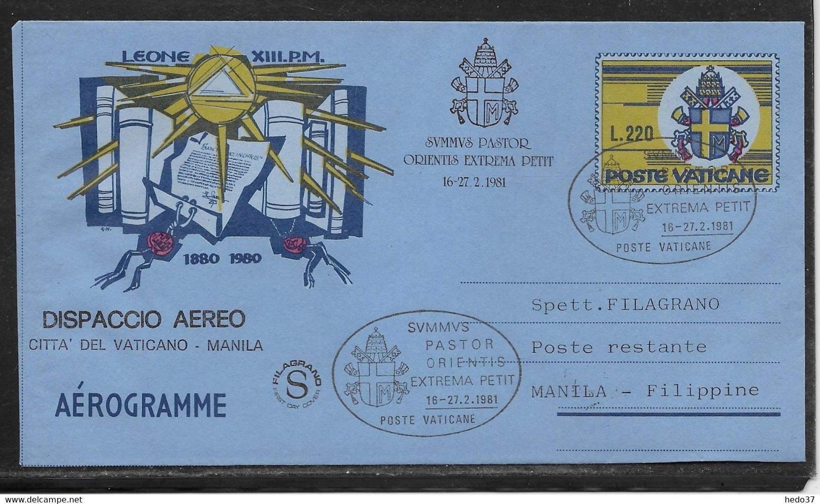 Vatican - Aérogramme - TB - Postal Stationeries