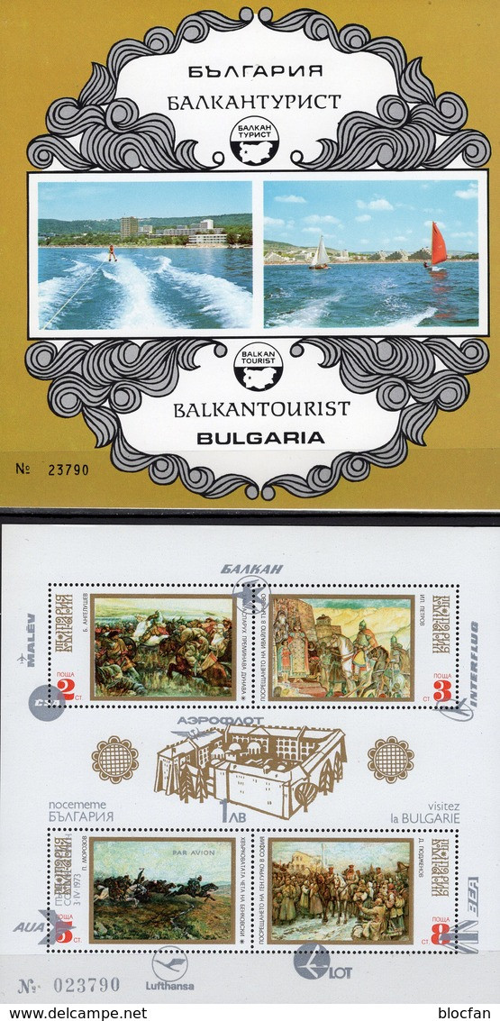 1973 Touristik Europa Bulgarien Block 39II ** 65€ Rila-Kloster S/s Overprint Bloc Hoja Church Booklet Sheet Bf Bulgaria - Covers & Documents