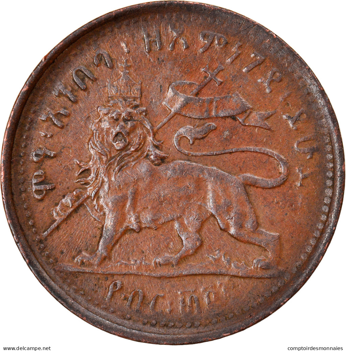 Monnaie, Éthiopie, Menelik II, 1/32 Birr, 1889, TB, Copper Or Brass, KM:11 - Ethiopie