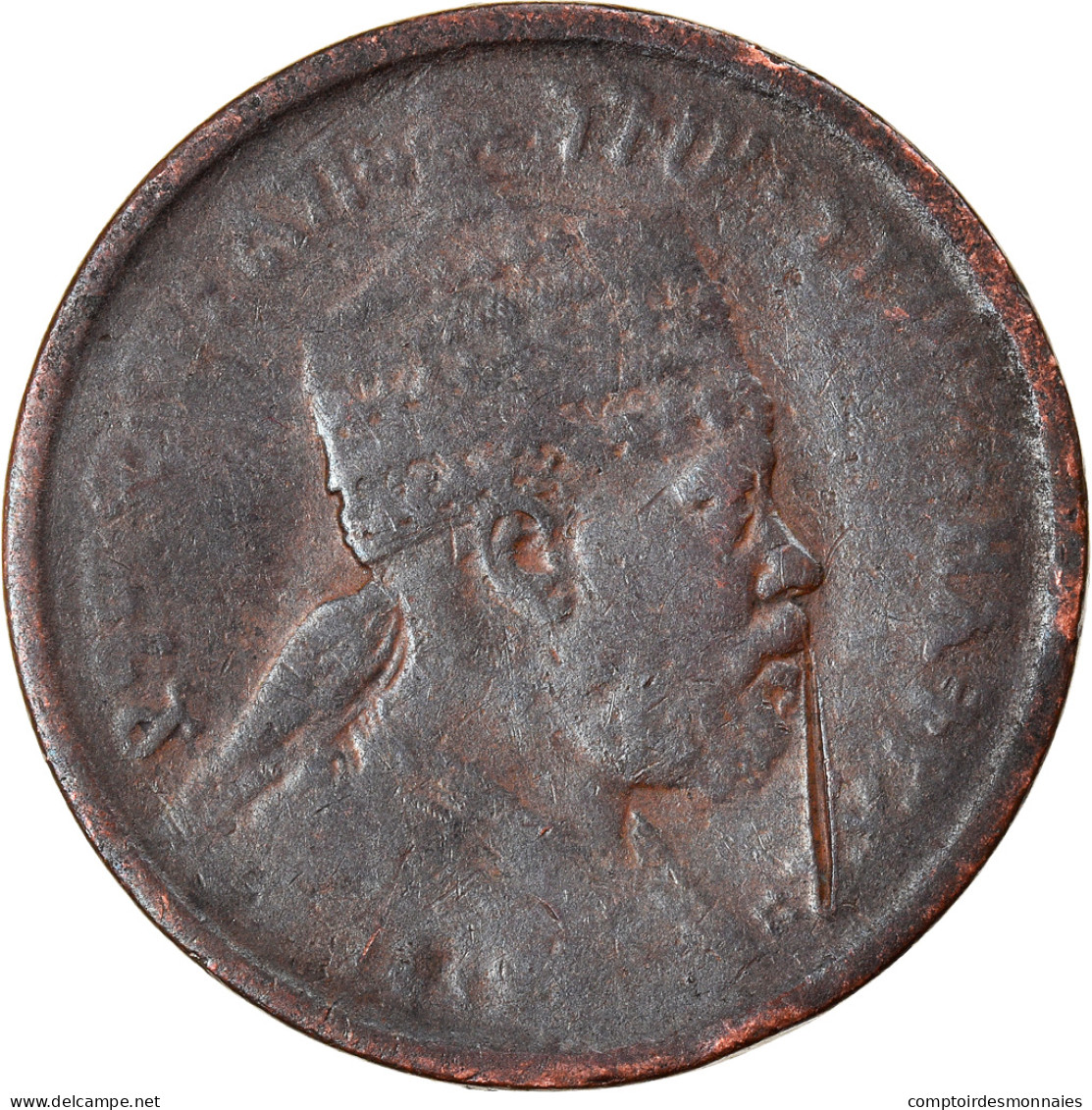 Monnaie, Éthiopie, Menelik II, 1/32 Birr, 1889, TB, Copper Or Brass, KM:11 - Ethiopia