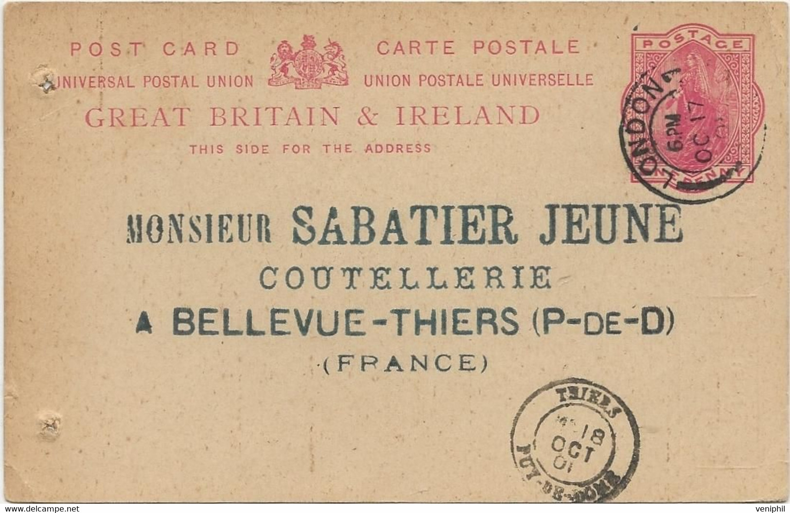 GRANDE BRETAGNE - 2 ENTIERS POSTAUX  1887 ET 1901- TB - Stamped Stationery, Airletters & Aerogrammes