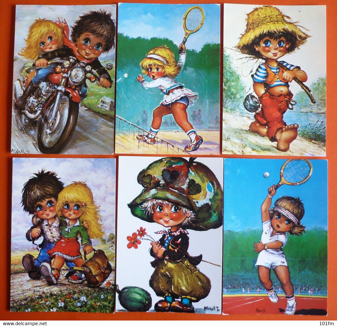 CHILDREN ART HUMOROUS CARDS - LOT OF 6 POSTCARDS - Humorvolle Karten