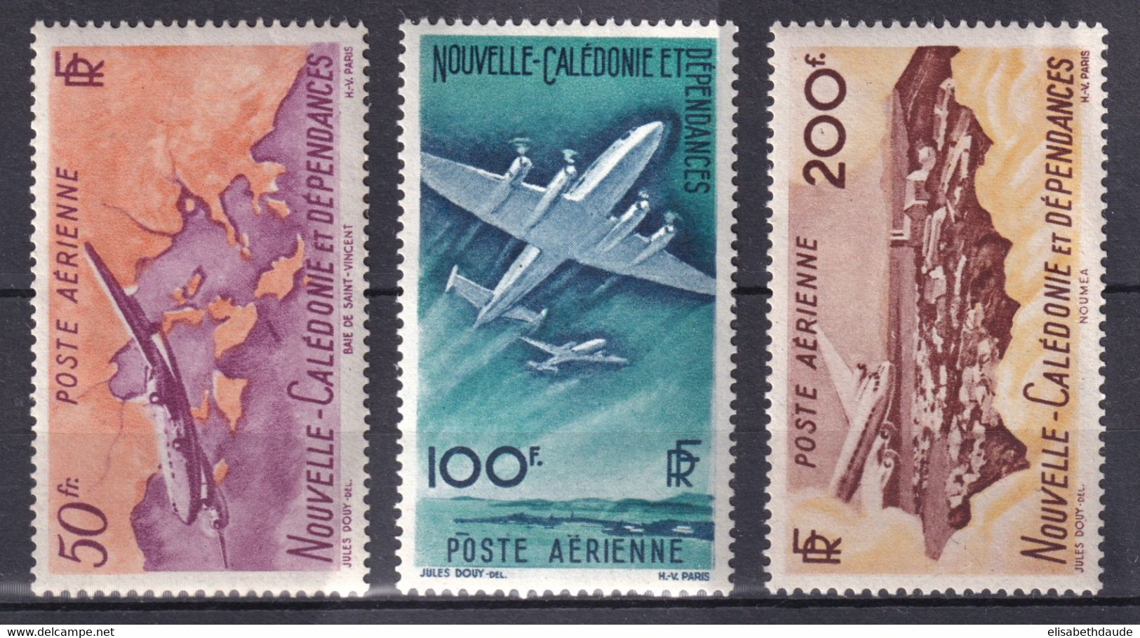 NELLE CALEDONIE - 1948 - POSTE AERIENNE - YVERT N°61/63 * MLH - COTE Pour * = 38.5 EUR - Unused Stamps