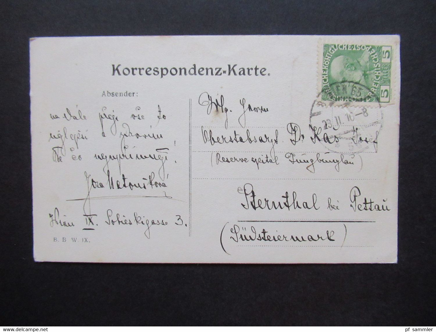 Österreich 1916 PK An Den Oberstabsarzt Dr. Kas Josef Reservespital Jungburglau Sternthal Bei Pettau Südsteiermark - Brieven En Documenten