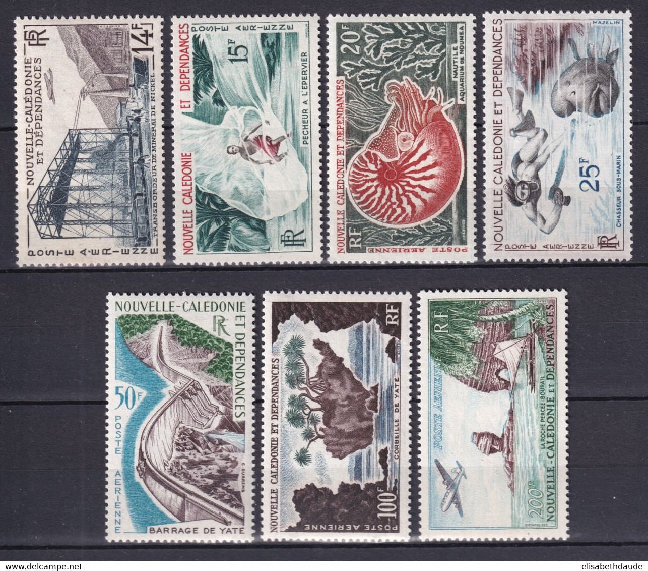 NELLE CALEDONIE - 1955 - POSTE AERIENNE SERIE COMPLETE YVERT N°66/72 * MLH - COTE = 127 EUR - Unused Stamps