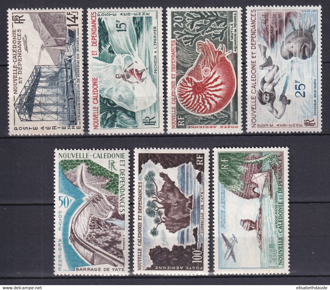 NELLE CALEDONIE - 1955 - POSTE AERIENNE SERIE COMPLETE YVERT N°66/72 * MLH - COTE = 127 EUR - Ungebraucht