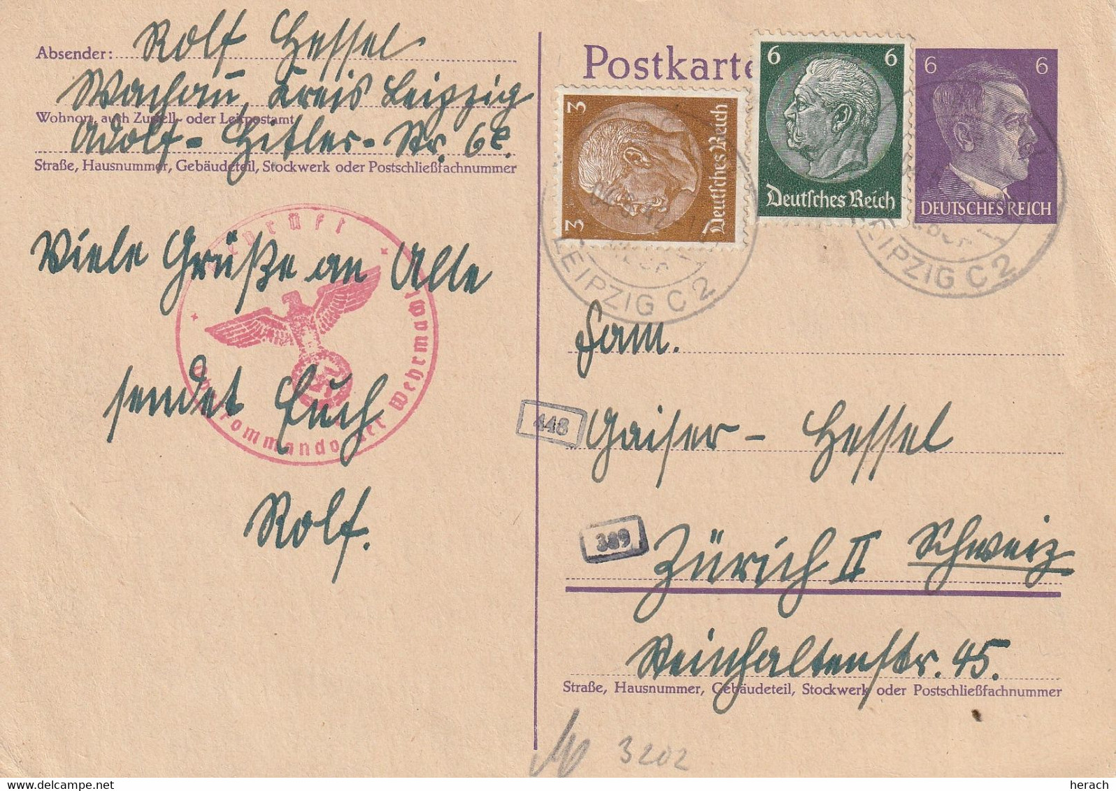 Allemagne Lettre Censurée Leipzig Pour La Suisse 1942 - Storia Postale