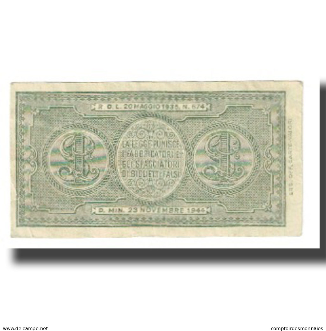 Billet, Italie, 1 Lira, 1944, 1944-11-23, KM:29c, TTB - Regno D'Italia – 1 Lira