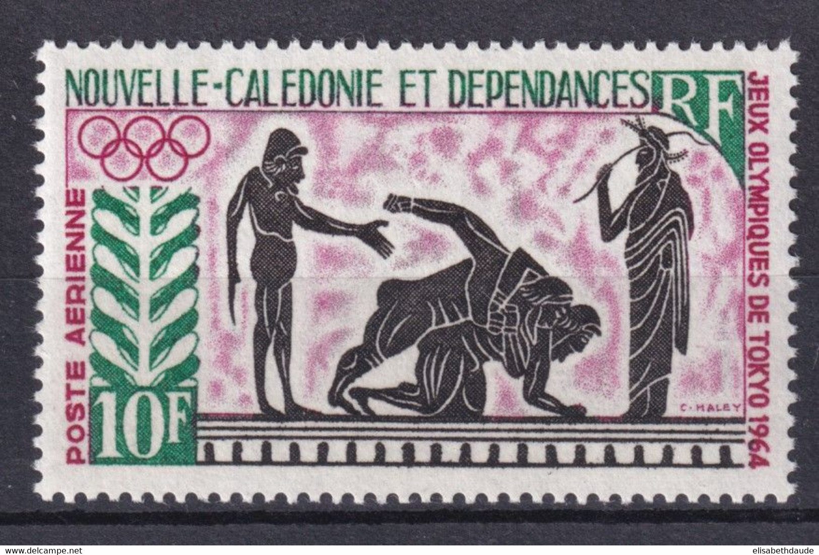 CALEDONIE - AERIENS YVERT N°76 * / MLH - COTE = 24 EUR. - JEUX OLYMPIQUES 1964 - Unused Stamps