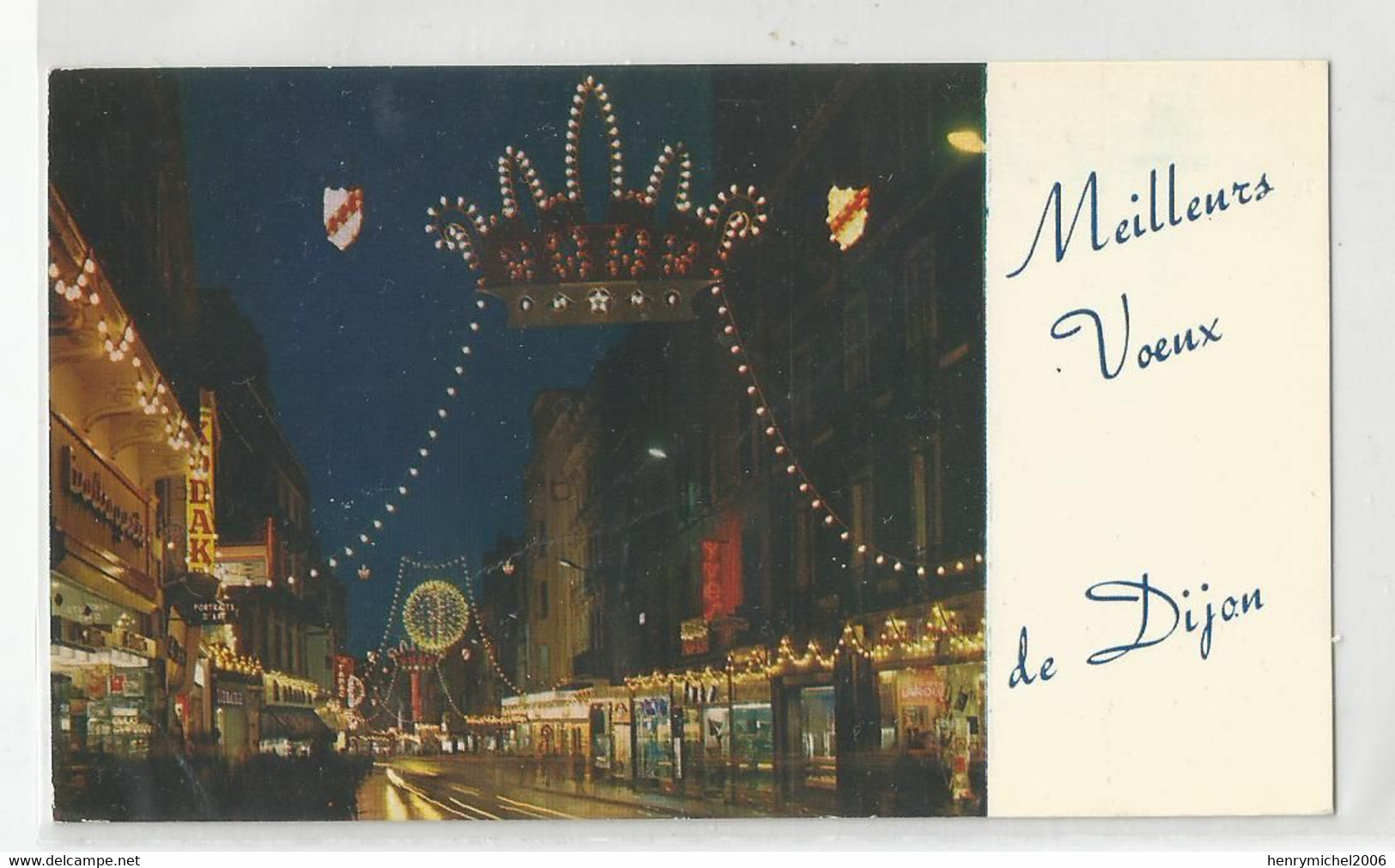 21 Cote D'or Dijon Meilleurs Voeux Rue Illuminée Mini  Carte 13x7,6 Cm - Dijon