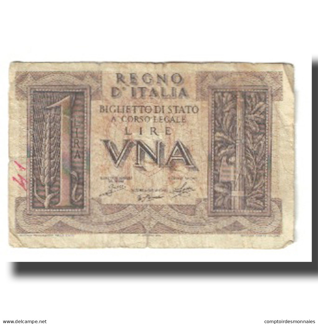 Billet, Italie, 1 Lira, KM:26, TB - Regno D'Italia – 1 Lire