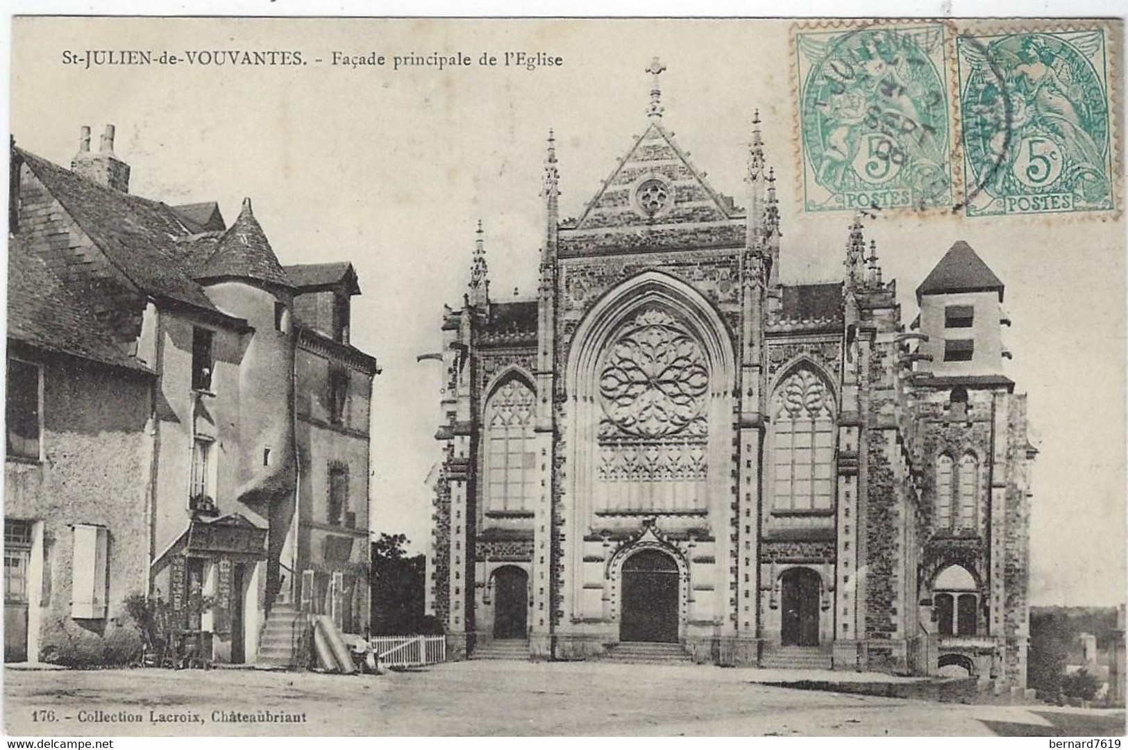44  Saint Julien De  Vouvantes  -  L'eglise Facade Principale - Saint Julien De Vouvantes