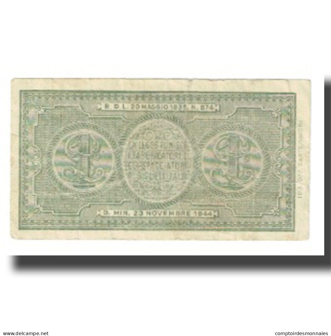 Billet, Italie, 1 Lira, 1944, 1944-11-23, KM:29b, TTB - Regno D'Italia – 1 Lire