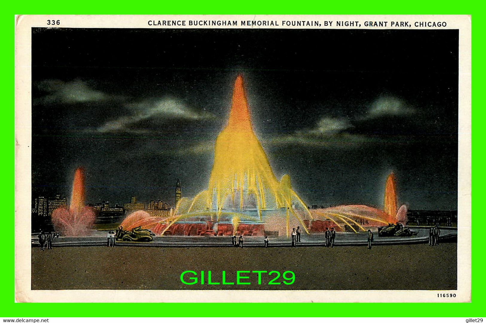 CHICAGO, IL - CLARENCE BUCKINGHAM MEMORIAL FOUNTAIN, BY NIGHT, GRANT PARK - MAX RIGOT SELLING CO - - Elgin