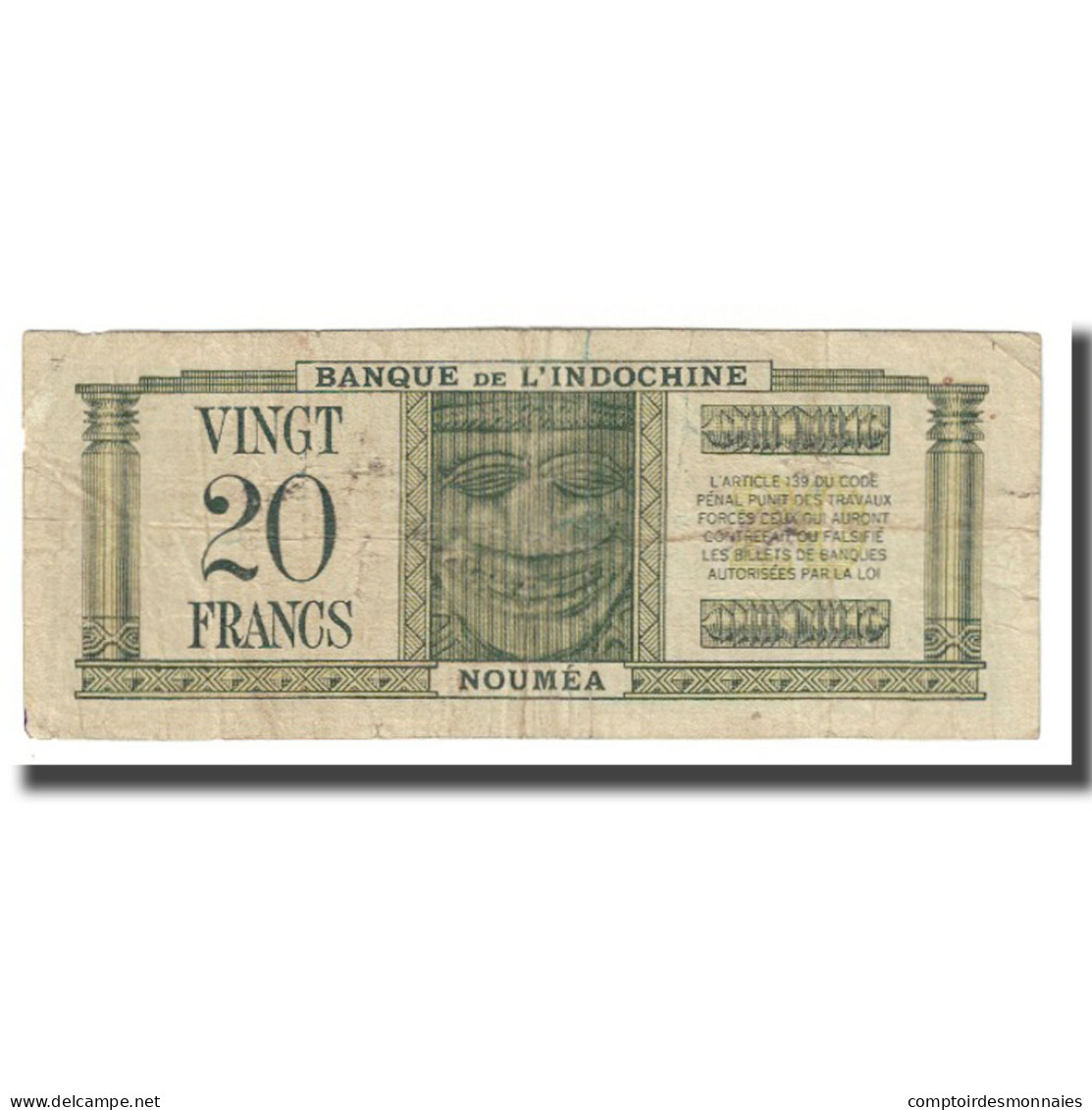 Billet, Nouvelle-Calédonie, 20 Francs, Undated (1944), KM:49, TB+ - Numea (Nueva Caledonia 1873-1985)