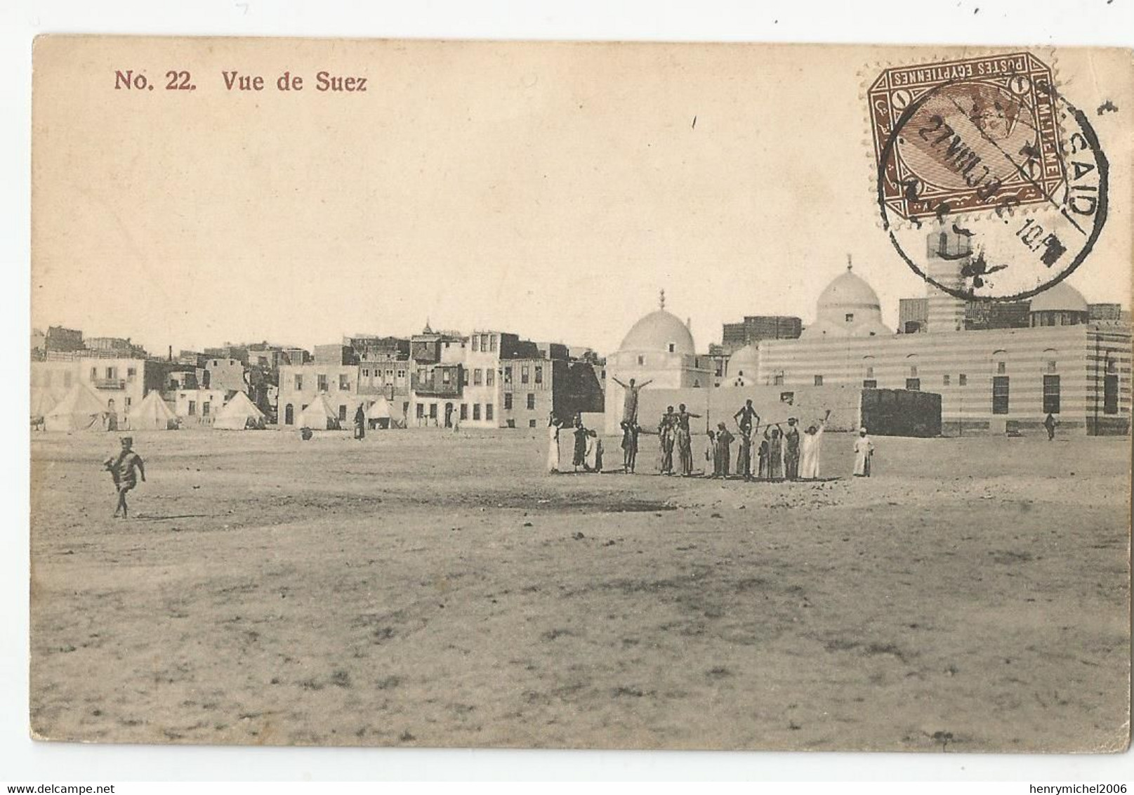 Cpa Egypte Vue De Suez Cachet Port Said  Ed Antippa Et Co Cairo - Sues