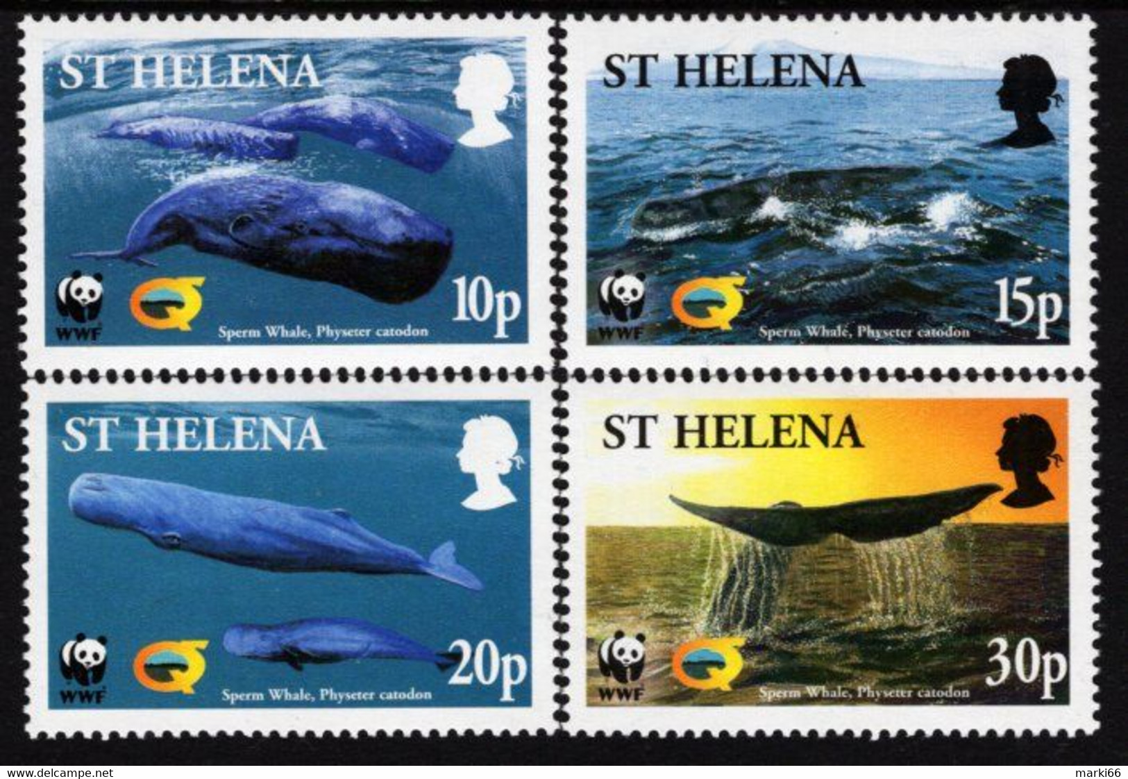 St. Helena - 2002 - WWF - Endangered Species - Sperm Whale - Mint Stamp Set - St. Helena