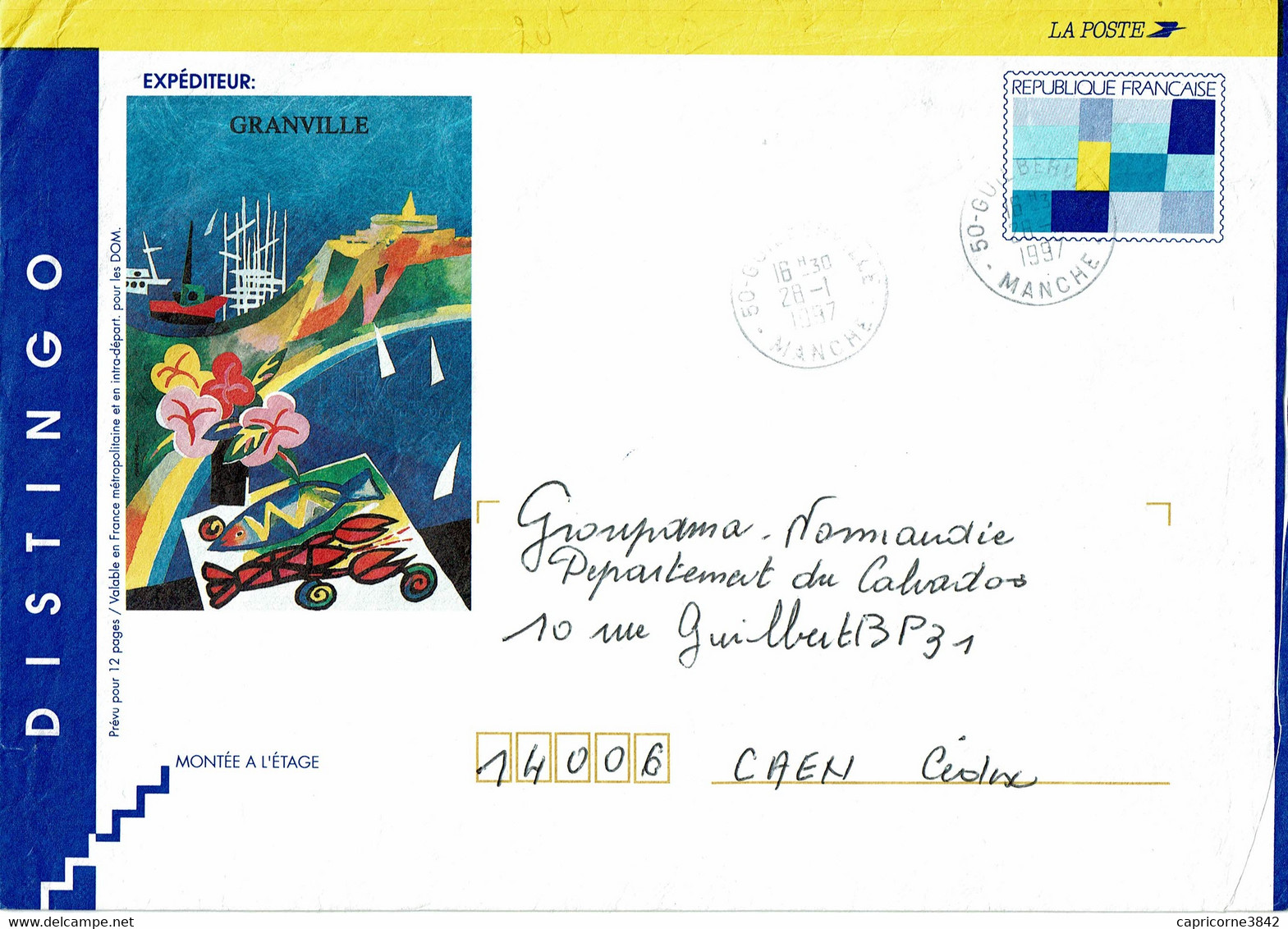 1997 - Entier Postal DISTINGO Repiquage GRANVILLE - PAP:  Varia (1995-...)