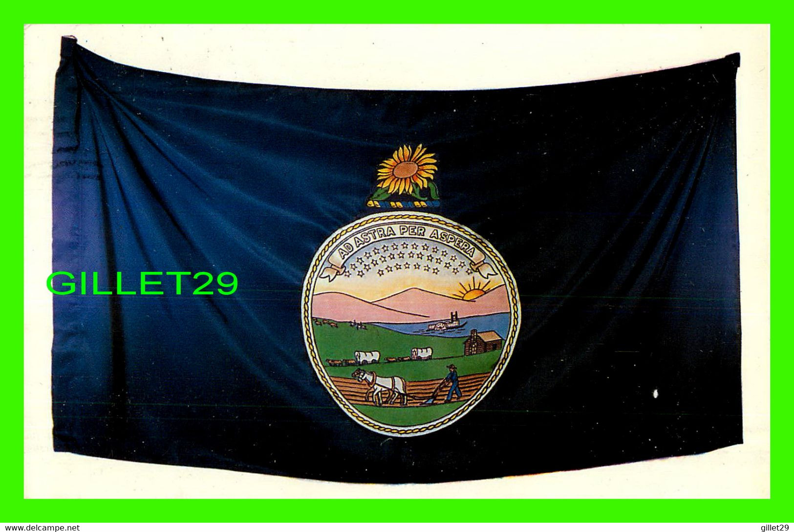 KANSAS CITY, KS - OFFICIAL STATE FLAG - REPUBLICAN CANDIDATE, I. N. " JIBO "  HEWITT - TRAVEL IN 1962 - - Kansas City – Kansas